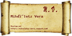 Miháletz Vera névjegykártya